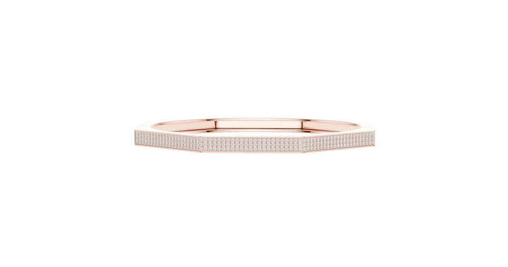 Octagon Shape Rose Gold Bangle with Diamond Elegance