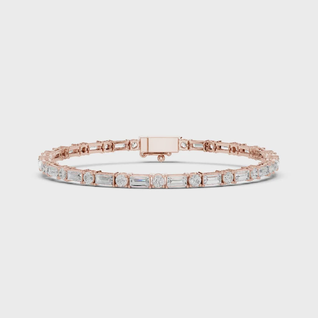 Radiant Emerald-Cut Diamond Link Bracelet in Gold