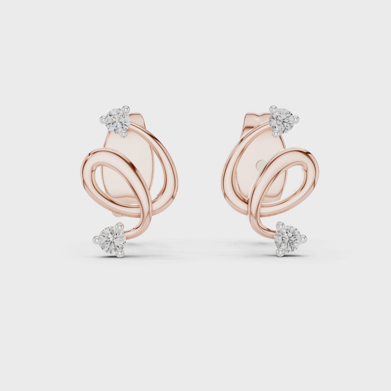 modern looped design diamond stud earrings