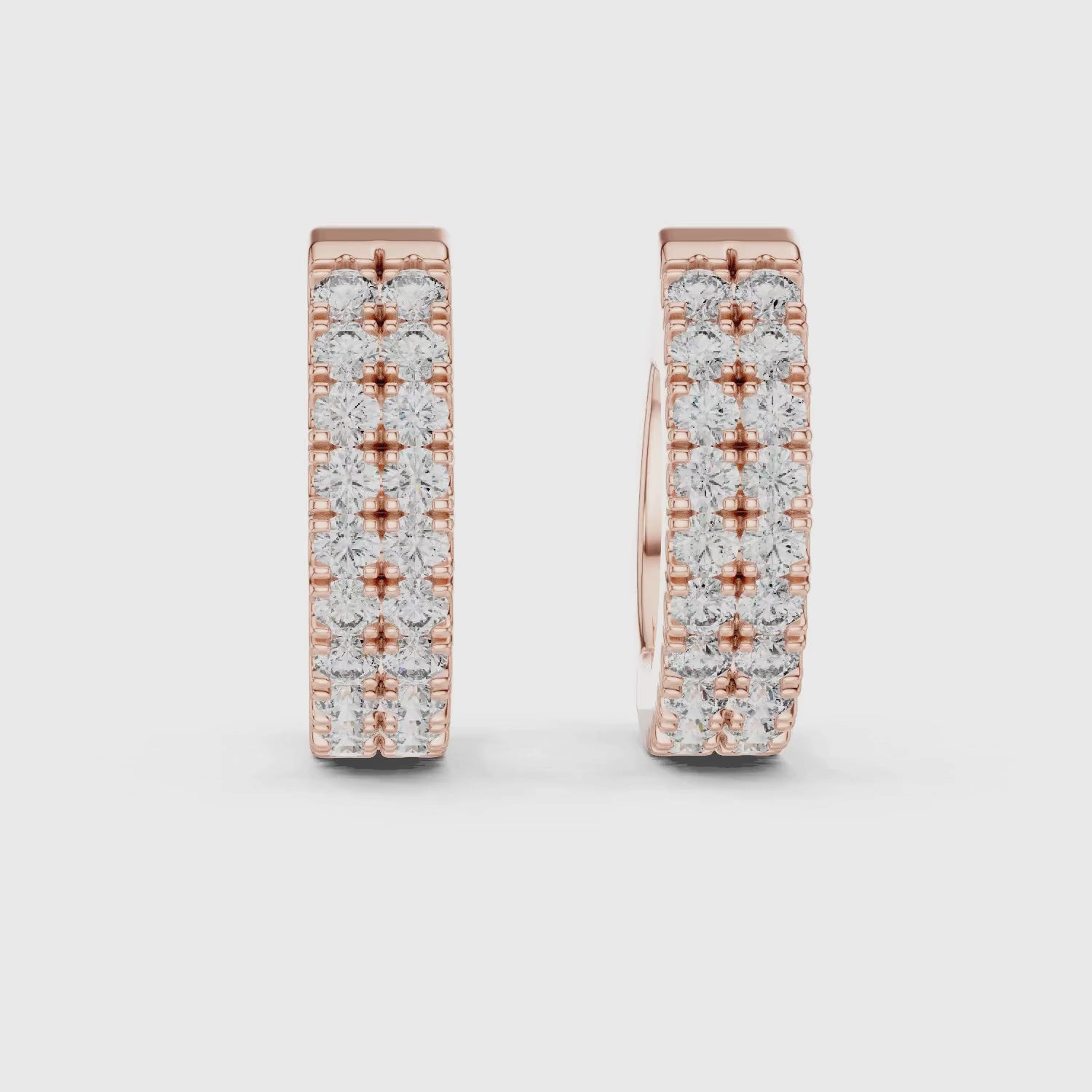 Two Row Diamond Hoop Earrings
