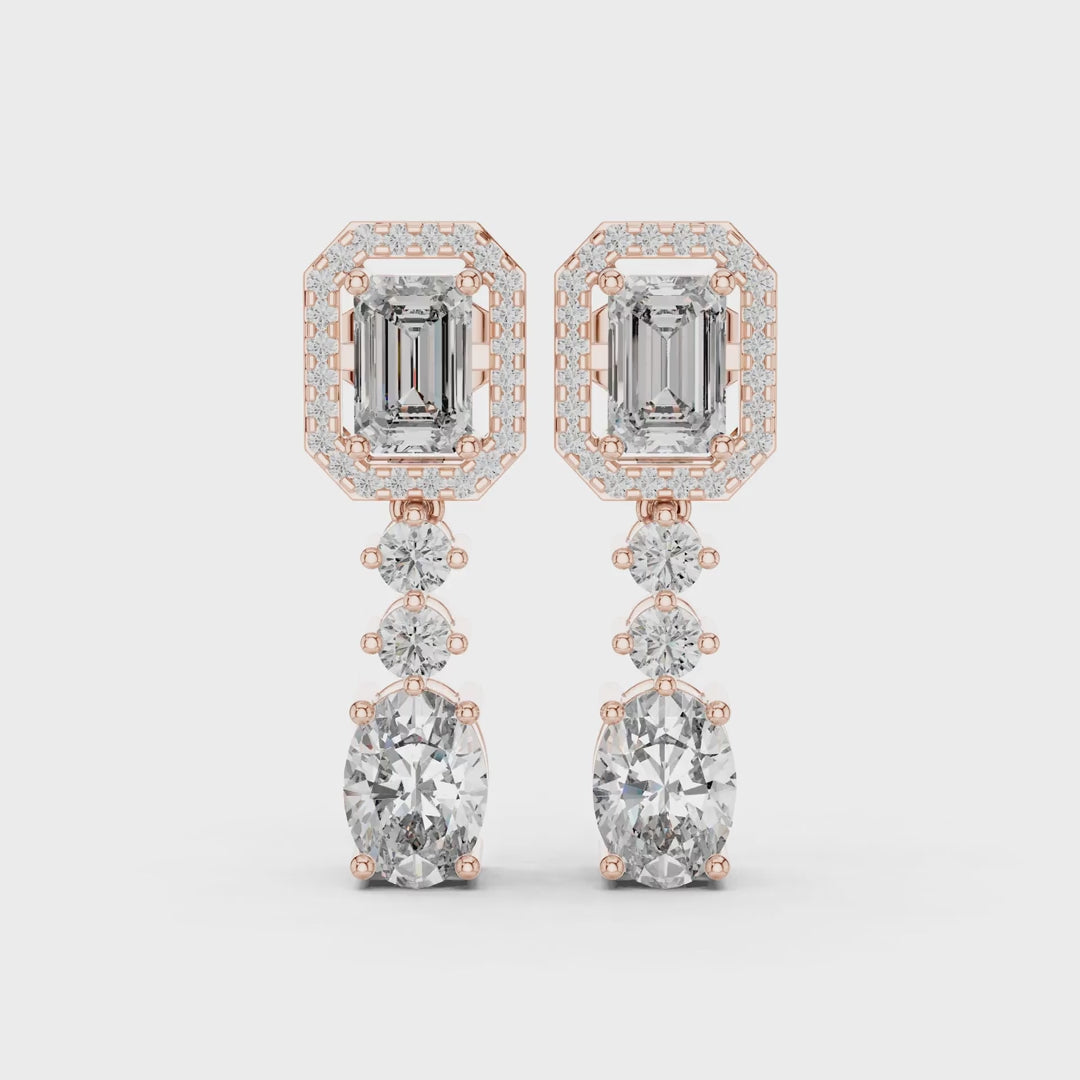 Multi-stone diamond design drop earrings