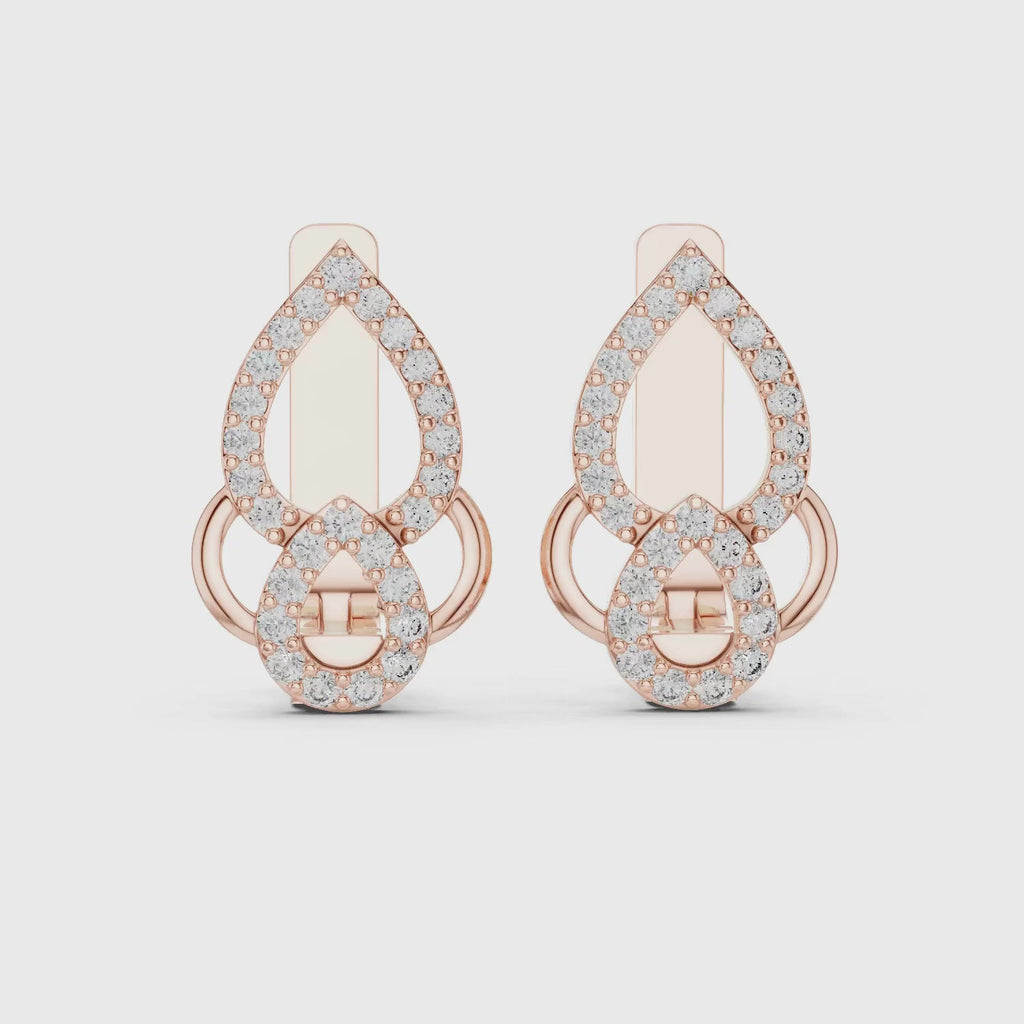 Rose gold teardrop earrings with diamonds