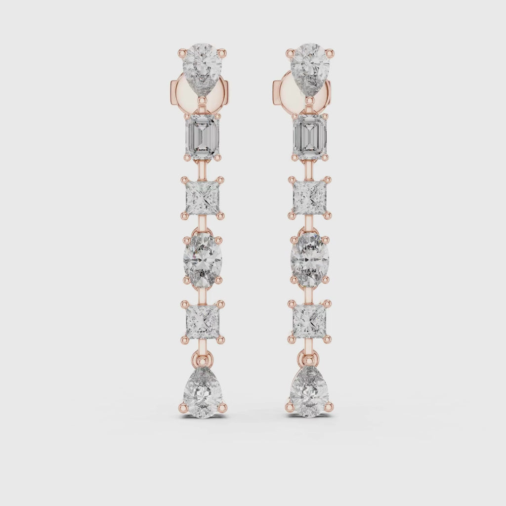 Mixed-Cut Diamond Dangle Earrings