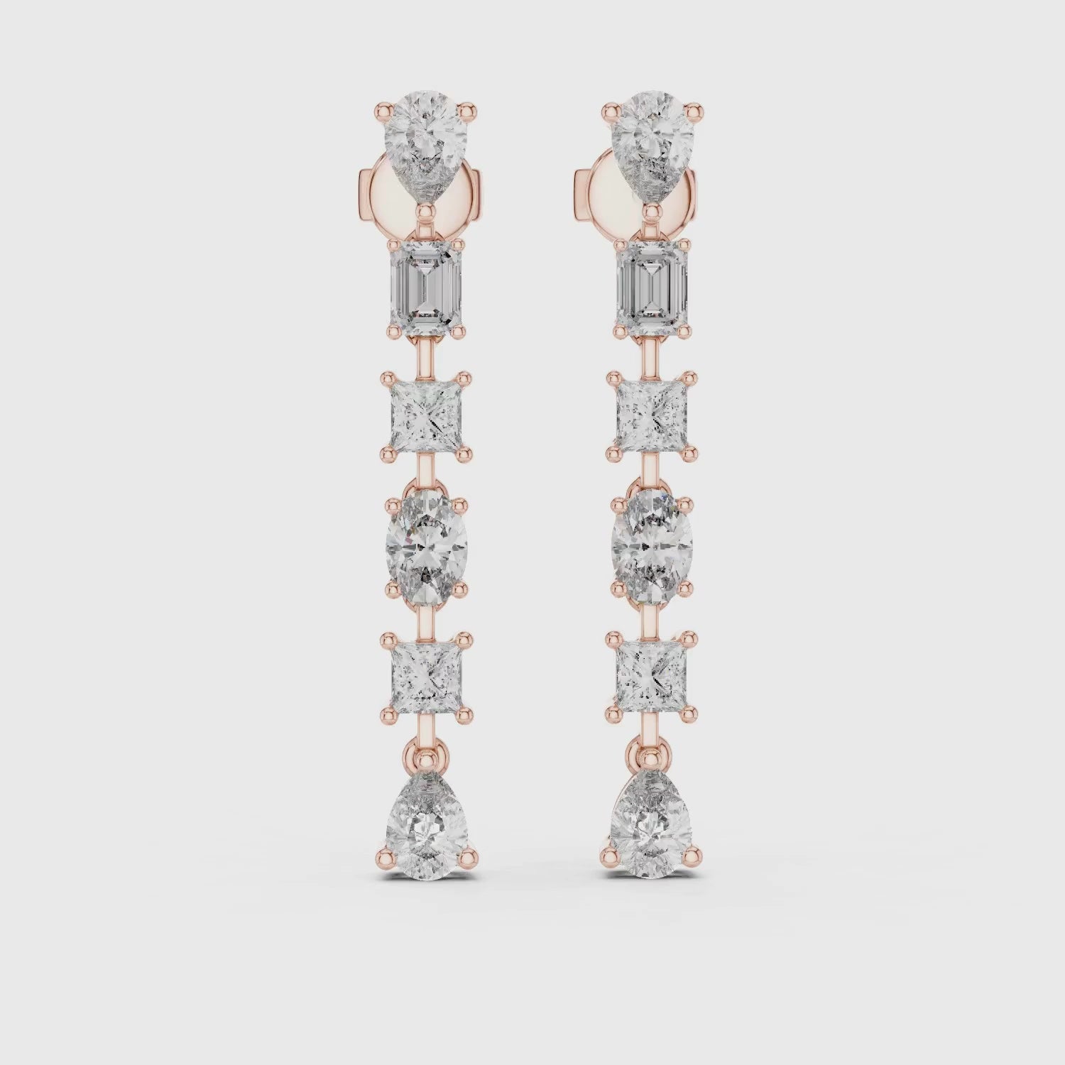 Mixed-Cut Diamond Dangle Earrings