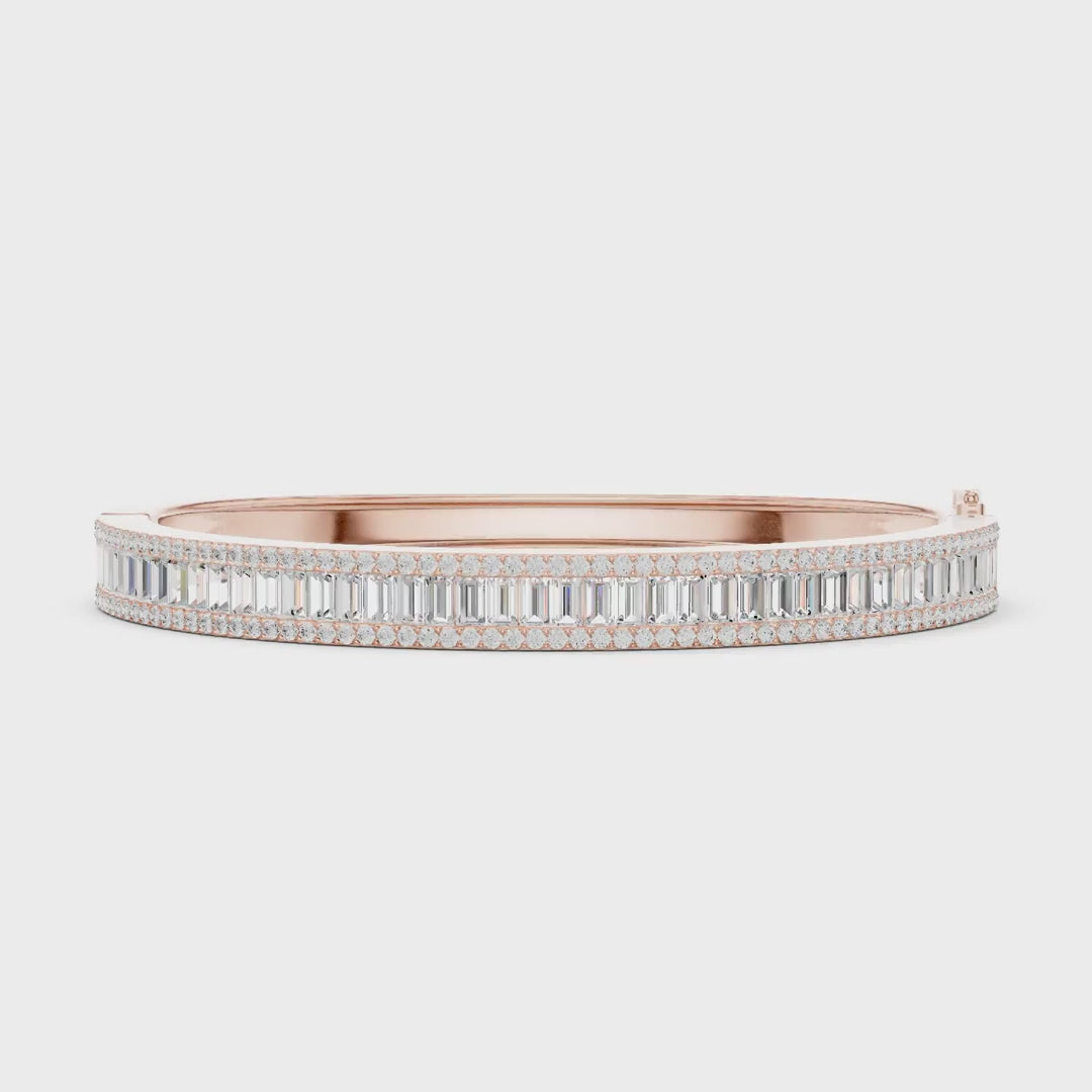 Channel-Set Baguette Diamond Slim Bangle Bracelet