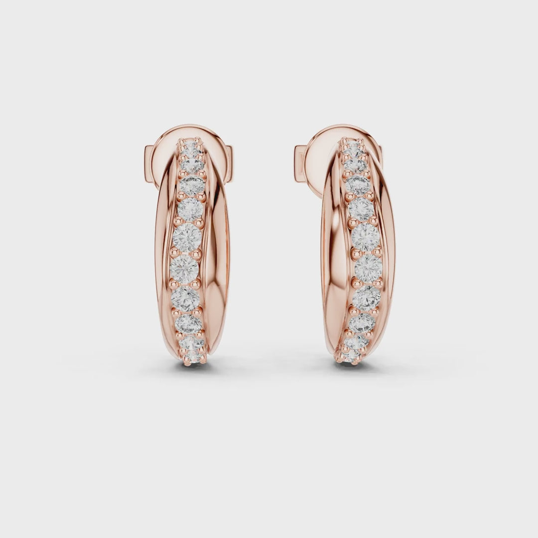 Circulate real diamond hoop earrings