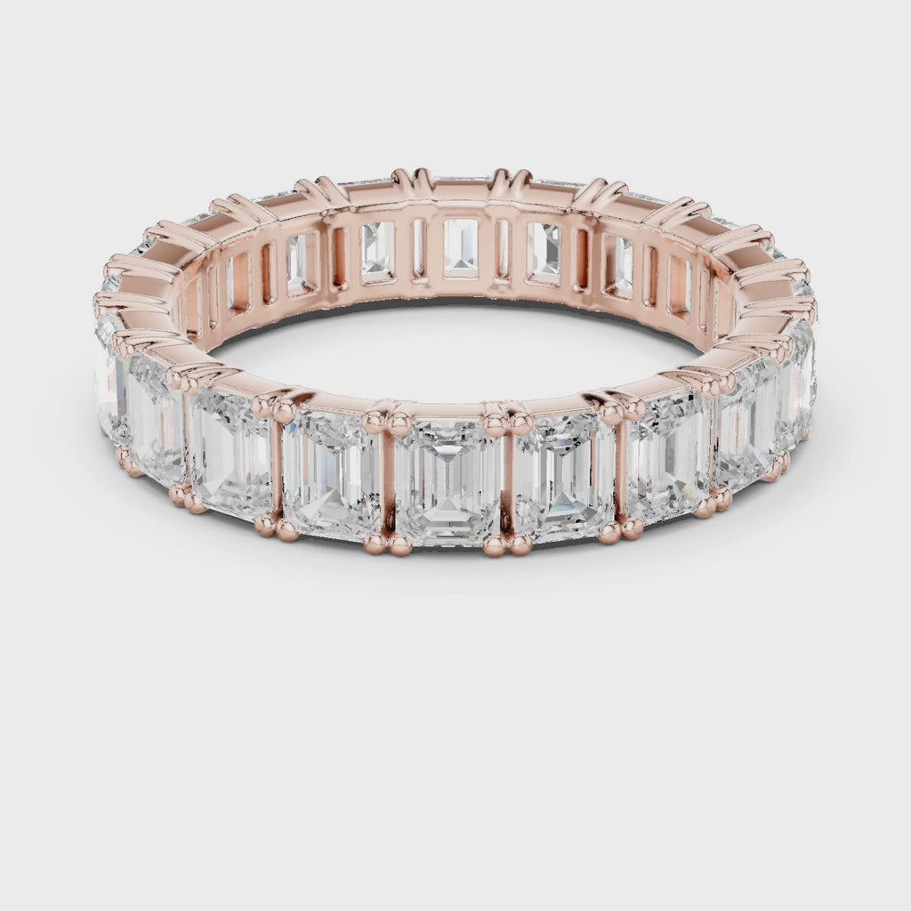 Emerald diamond rose gold ring