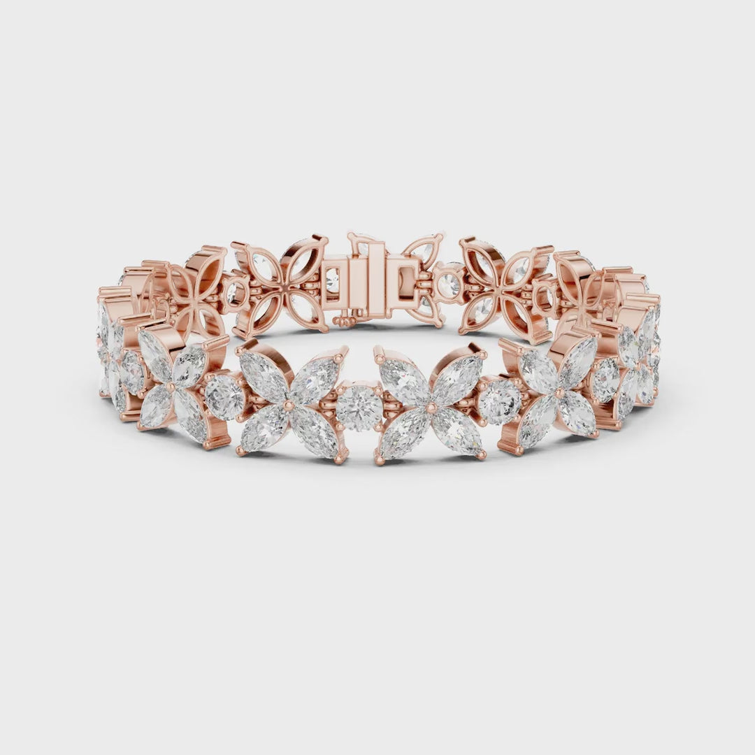 Marquise Flower Diamond Tennis Bracelet