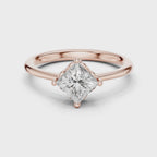 A Brilliant Princess-Cut Diamond Set in Gold