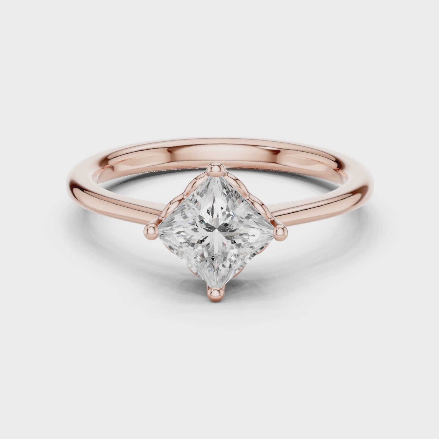 A Brilliant Princess-Cut Diamond Set in Gold