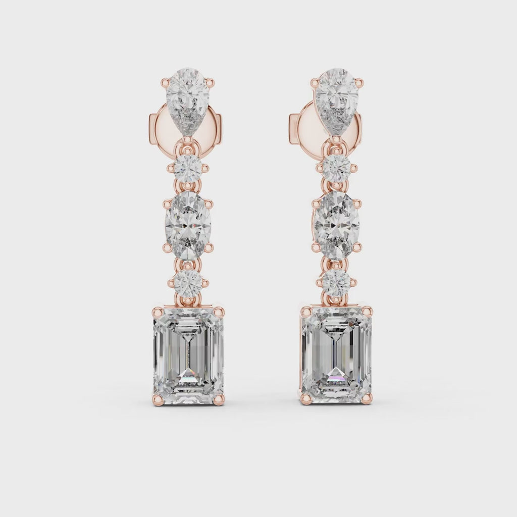Elegant multi diamond drop earrings