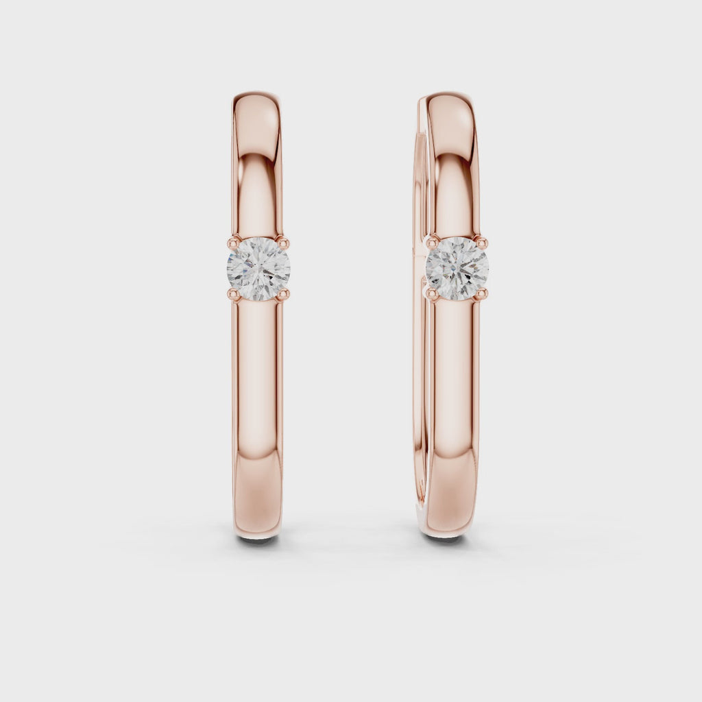 Single Diamond Oval Huggie Earrings