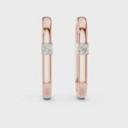 Single Diamond Oval Huggie Earrings