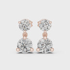 Two-stone diamond drop stud earrings