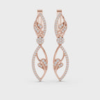 Pair of rose gold lever back earrings, each with a single round diamond.
