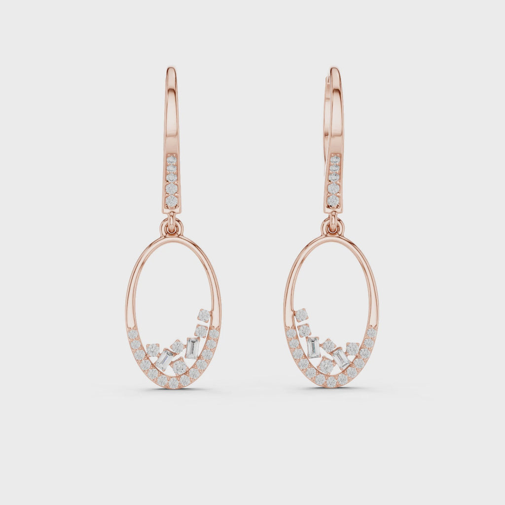 Flower huggie hoop earrings in rose gold 