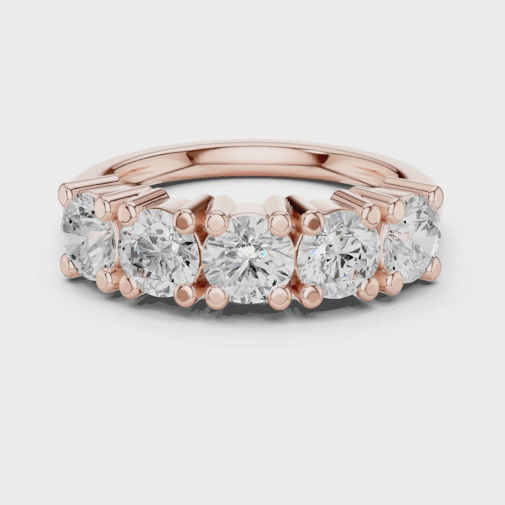 Luxurious Rose Gold Diamond Ring with Five Brilliant Stones
