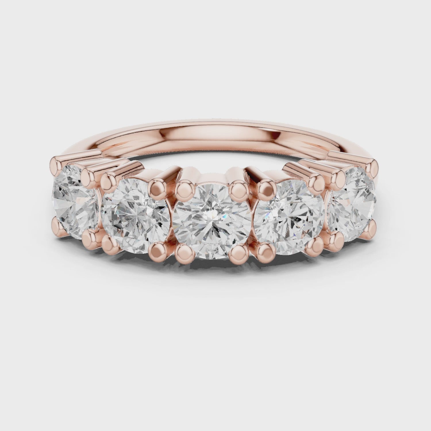 Luxurious Rose Gold Diamond Ring with Five Brilliant Stones