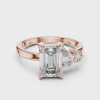 Blushing Brilliance Emerald-Stone Diamond Ring