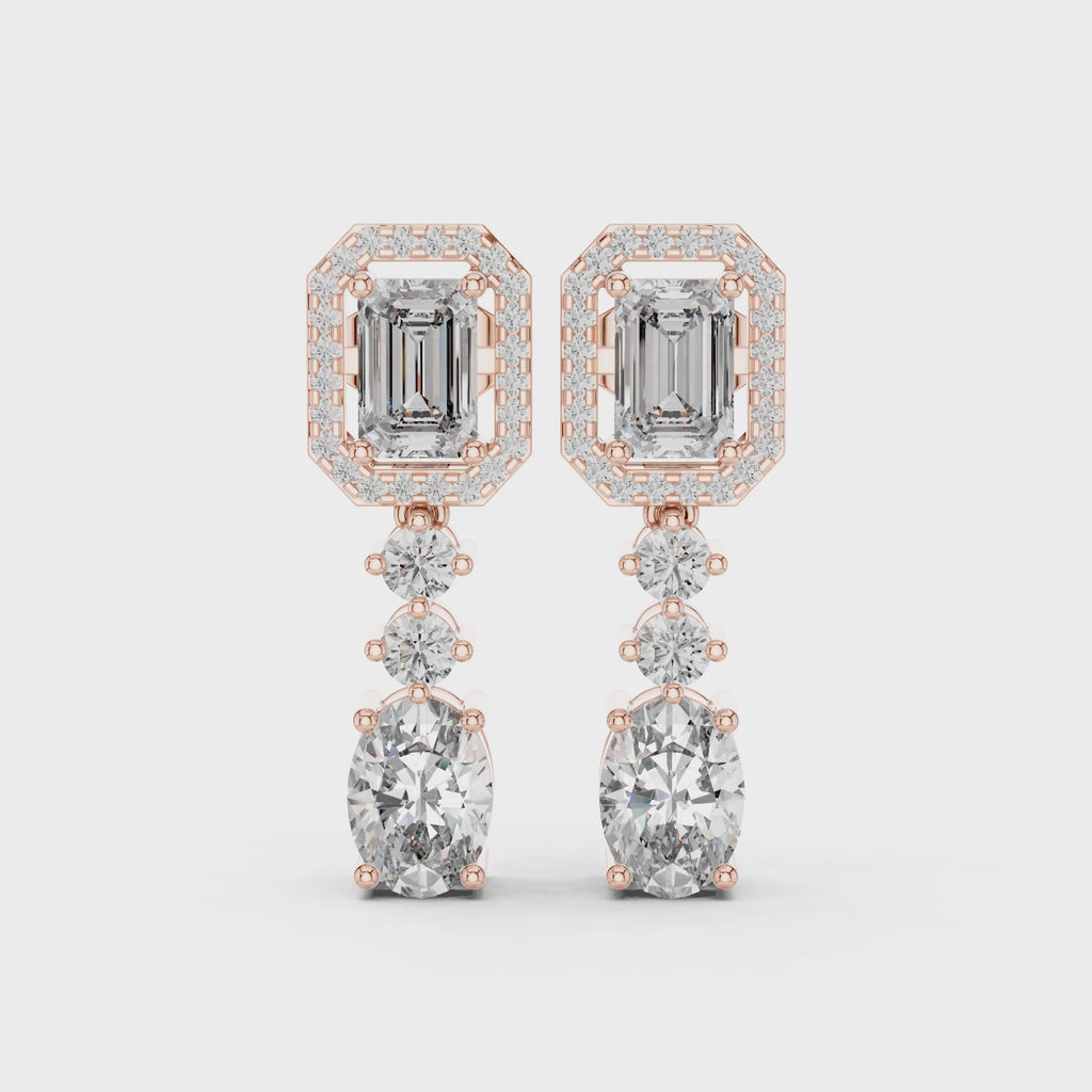 Multi-stone diamond design drop earrings