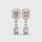 Multi-stone diamond design drop earrings