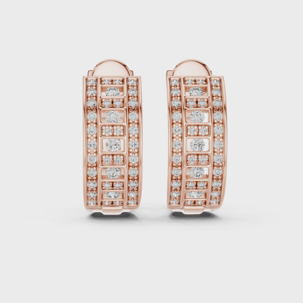 Classic geometric hoop earrings featuring real diamonds in elegant design