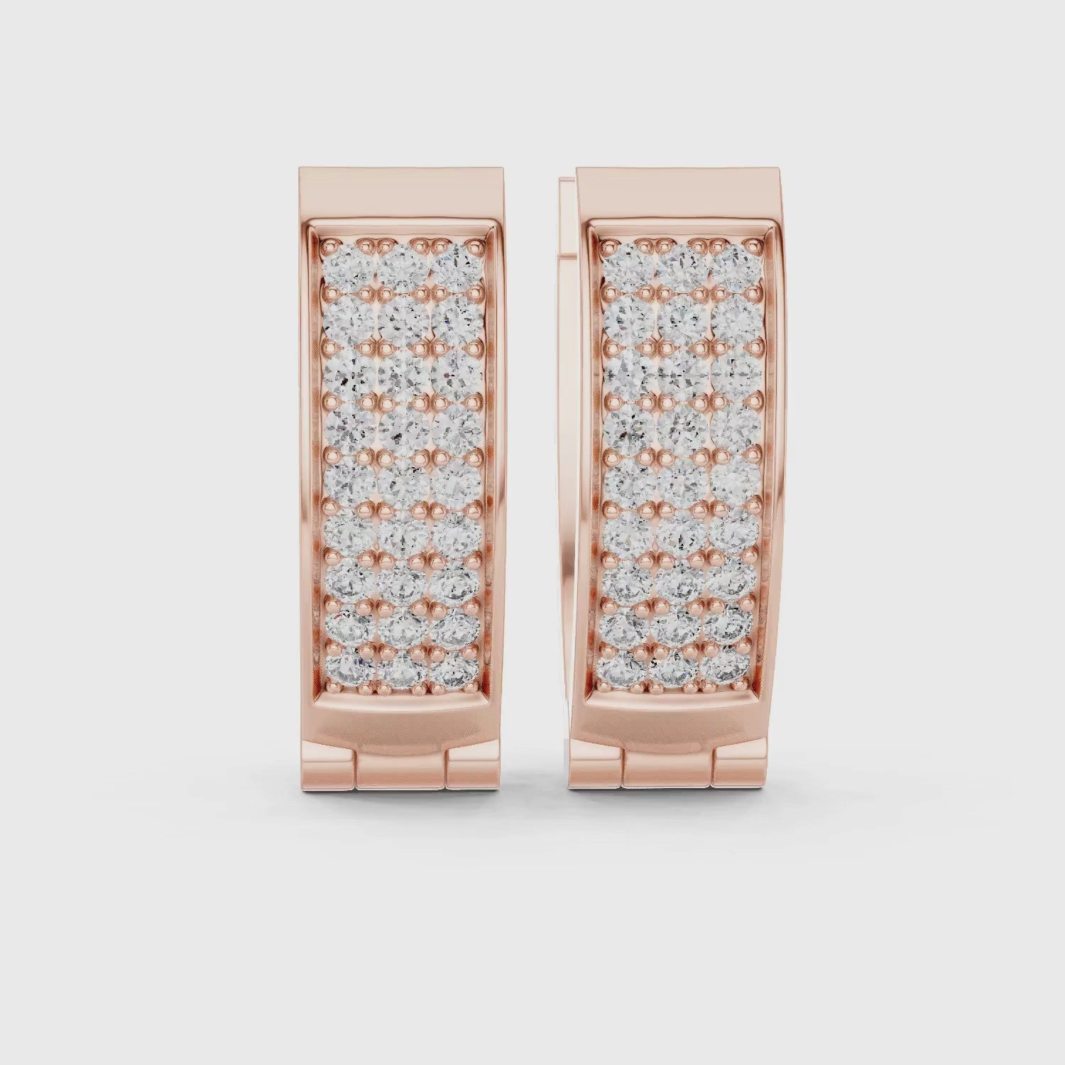 Rose gold pave diamond lever back earrings.