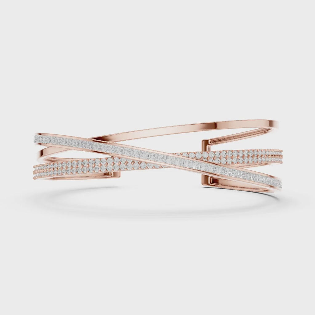 Diamond Criss Cross Bracelet in Gold Finish