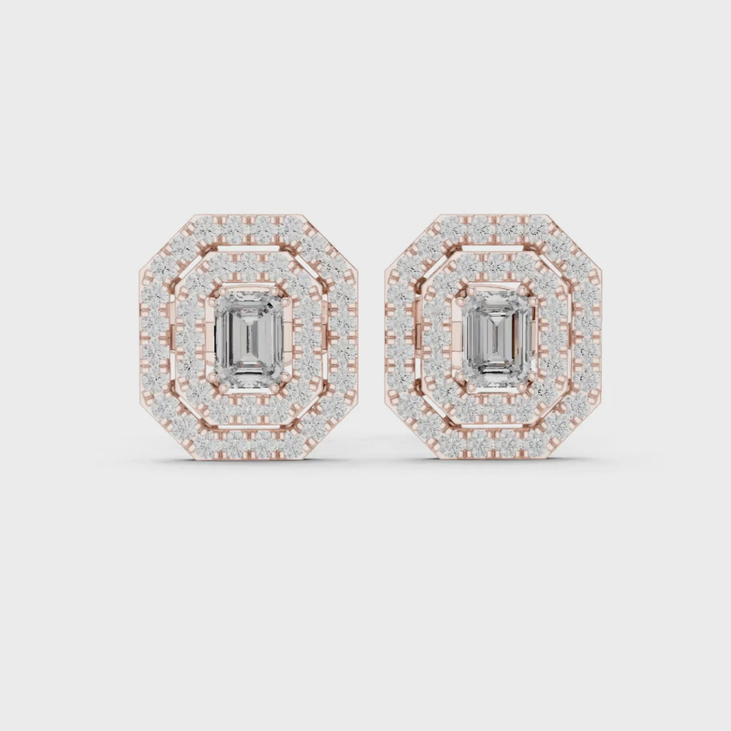 Halo Diamond Stud Earrings