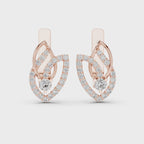 Leafy sparkle stud earrings with real diamonds, elegant jewelry design