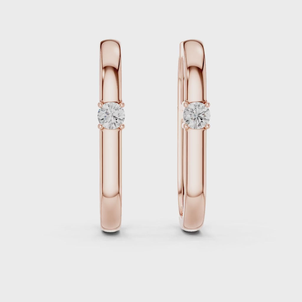 Single Diamond Oval Huggie Earrings