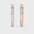 Single Diamond Oval Huggie Earrings