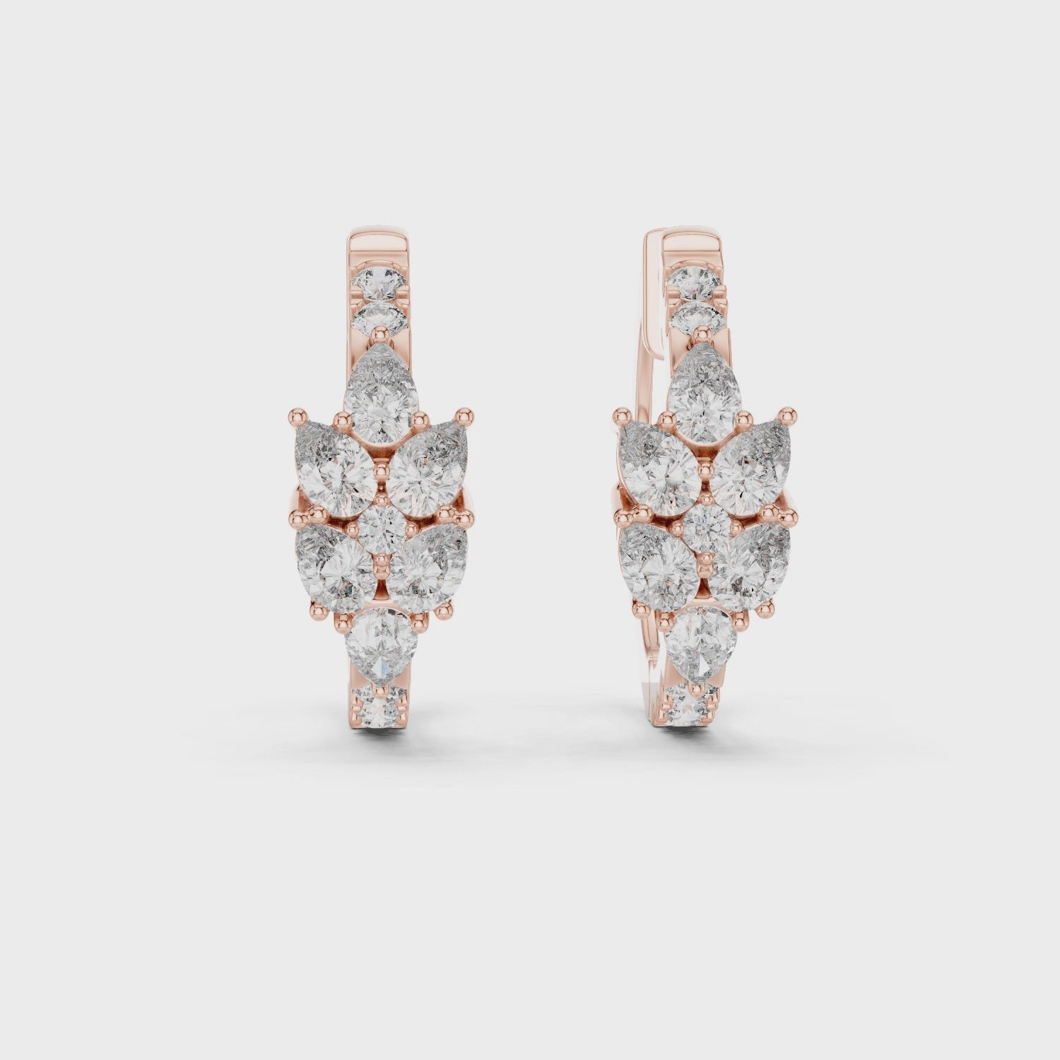 Cluster diamond hoop earrings