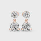 Two-stone diamond drop stud earrings