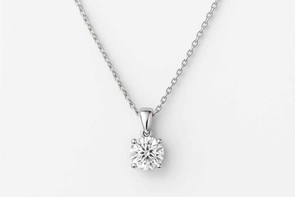Silver diamond pendant necklace
