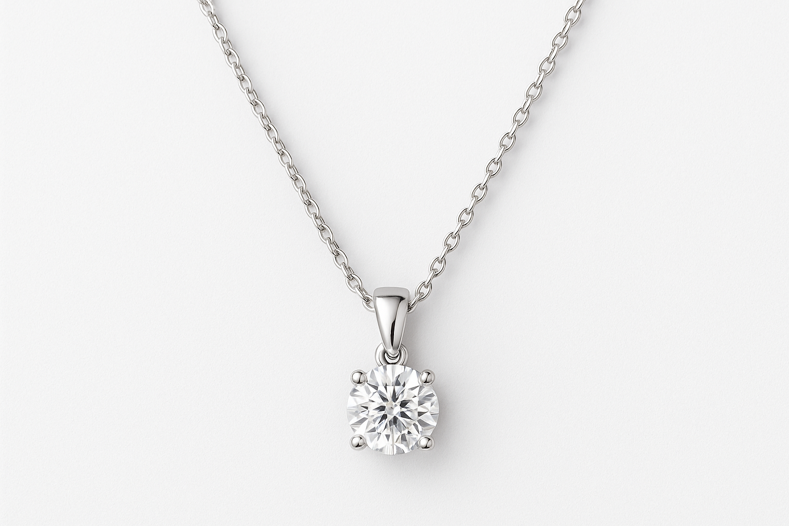 Silver diamond pendant necklace
