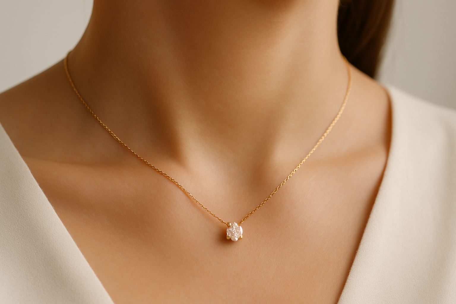 Delicate Diamond Pendant Necklace